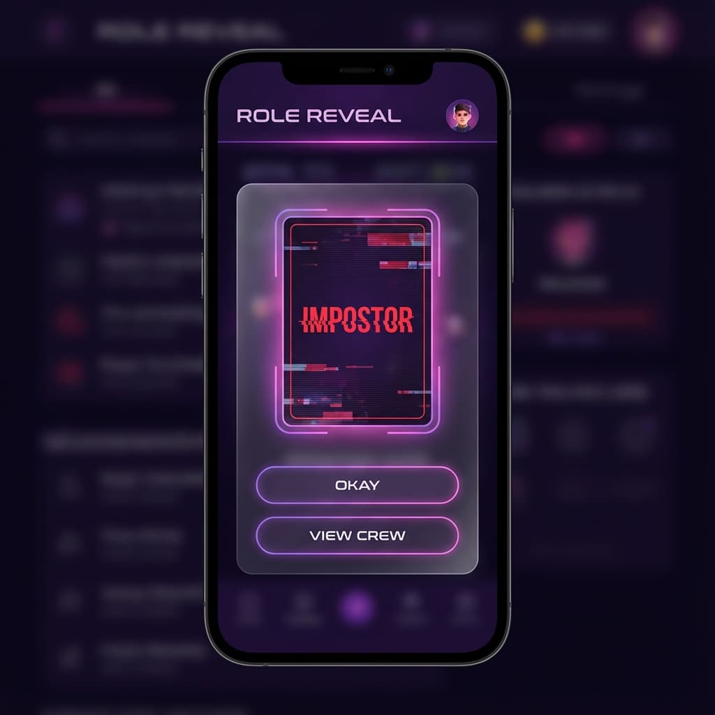 Interfaz de Impostor Juego - Asignación de Roles Interfaz de juego de Impostor Juego mostrando la asignación de roles y cartas